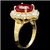 Image 2 : 14K YELLOW GOLD 7.24CT RUBY 1.56CT DIAMOND RING