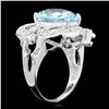 Image 2 : 14K WHITE GOLD 5.40CT AQUAMARINE 1.15CT DIAMOND RING