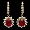 Image 1 : 14K YELLOW GOLD 8.00CT RUBY 1.60CT DIAMOND EARRINGS