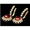 Image 2 : 14K YELLOW GOLD 8.00CT RUBY 1.60CT DIAMOND EARRINGS