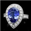 Image 1 : 14K WHITE GOLD 4.00CT TANZANITE 1.15CT DIAMOND RING