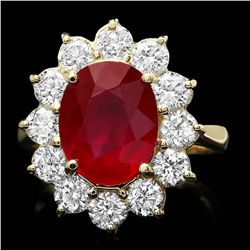 14K YELLOW GOLD 5.00CT RUBY 2.00CT DIAMOND RING