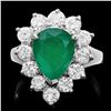 Image 1 : 14K WHITE GOLD 2.70CT EMERALD 1.50CT DIAMOND RING
