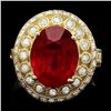 Image 1 : 14K YELLOW GOLD 6.00CT RUBY 1.10CT DIAMOND RING