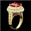 Image 2 : 14K YELLOW GOLD 6.00CT RUBY 1.10CT DIAMOND RING