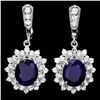 Image 1 : 14K WHITE GOLD 9CT SAPPHIRE 1.90CT DIAMOND EARRINGS