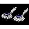 Image 2 : 14K WHITE GOLD 9CT SAPPHIRE 1.90CT DIAMOND EARRINGS