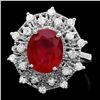 Image 1 : 14K WHITE GOLD 5.00CT RUBY 0.70CT DIAMOND RING