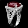 Image 2 : 14K WHITE GOLD 19.50CT RUBY 0.70CT DIAMOND RING