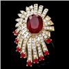 Image 1 : 14K YELLOW GOLD 10CT RUBY 3.70CT DIAMOND RING