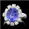 Image 1 : 14K WHITE GOLD 3.50CT TANZANITE 1.20CT DIAMOND RING