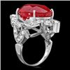 Image 2 : 14K WHITE GOLD 22.00CT RUBY 1.30CT DIAMOND RING