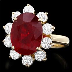 14K YELLOW GOLD 8.00CT RUBY 1.50CT DIAMOND RING