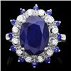 Image 1 : 14K WHITE GOLD 5.35CT SAPPHIRE 0.35CT DIAMOND RING