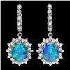 Image 1 : 14K WHITE GOLD 5.00CT OPAL 1.65CT DIAMOND EARRINGS