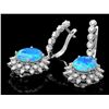 Image 2 : 14K WHITE GOLD 5.00CT OPAL 1.65CT DIAMOND EARRINGS