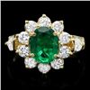 Image 1 : 14K YELLOW GOLD 1.50CT EMERALD 1.25CT DIAMOND RING