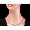 Image 4 : 14K W GOLD 23.50CT TANZANITE 1.25CT DIAMOND NECKLACE