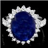 Image 1 : 14K WHITE GOLD 11.50CT SAPPHIRE 1.20CT DIAMOND RING