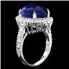 Image 2 : 14K WHITE GOLD 11.50CT SAPPHIRE 1.20CT DIAMOND RING