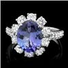 Image 1 : 14K WHITE GOLD 3.00CT TANZANITE 1.40CT DIAMOND RING