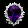 Image 1 : 14K WHITE GOLD 8.50CT AMETHYST 0.90CT DIAMOND RING