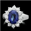 Image 1 : 14K WHITE GOLD 4.00CT SAPPHIRE 1.00CT DIAMOND RING