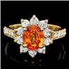 Image 1 : 14K YELLOW GOLD 2.40CT GARNET 1CT DIAMOND RING