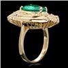 Image 2 : 14K YELLOW GOLD 3.00CT EMERALD 2.00CT DIAMOND RING