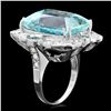 Image 2 : 14K WHITE GOLD 22CT AQUAMARINE 1.35CT DIAMOND RING