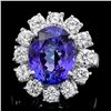 Image 1 : 14K WHITE GOLD 7.50CT TANZANITE 2.50CT DIAMOND RING