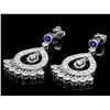 Image 2 : 14K WHITE GOLD 3CT DIAMOND 0.70CT SAPPHIRE EARRINGS