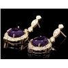 Image 2 : 14K YELLOW GOLD 16CT AMETHYST 1.45CT DIAMOND EARRINGS