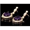 Image 2 : 14K YELLOW GOLD 16CT AMETHYST 1.45CT DIAMOND EARRINGS