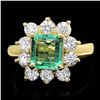 Image 1 : 14K YELLOW GOLD 1.50CT EMERALD 1.35CT DIAMOND RING