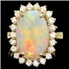 Image 1 : 14K YELLOW GOLD 4.00CT OPAL 1.00CT DIAMOND RING