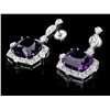 Image 2 : 14K W GOLD 22.50CT AMETHYST 0.40CT DIAMOND EARRINGS