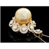 Image 2 : 14K YELLOW GOLD 15MM PEARL 3.00CT DIAMOND PENDANT