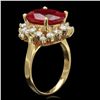 Image 2 : 14K YELLOW GOLD 7.50CT RUBY 1.00CT DIAMOND RING