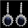 Image 1 : 14K WHITE GOLD 17.00CT SAPPHIRE 2.00CT DIAMOND EARRINGS