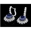 Image 2 : 14K WHITE GOLD 17.00CT SAPPHIRE 2.00CT DIAMOND EARRINGS