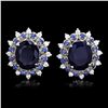 Image 1 : 14K WHITE GOLD 8.2CT SAPPHIRE 0.75CT DIAMOND EARRINGS