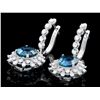 Image 2 : 14K WHITE GOLD 8.00CT TOPAZ 1.80CT DIAMOND EARRINGS