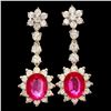 Image 1 : 14K YELLOW GOLD 6.00CT RUBY 3.0CT DIAMOND EARRINGS