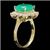 Image 2 : 14K YELLOW GOLD 4.30CT EMERALD 1.80CT DIAMOND RING