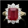 Image 1 : 14K YELLOW GOLD 4.50CT RUBY 1.20CT DIAMOND RING