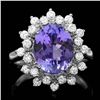 Image 1 : 14K WHITE GOLD 3.50CT TANZANITE 0.75CT DIAMOND RING