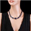 Image 4 : 14K W GOLD 164CT SAPPHIRE 1.85CT DIAMOND NECKLACE