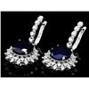 Image 2 : 14K WHITE GOLD 15CT SAPPHIRE 1.50CT DIAMOND EARRINGS