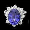 Image 1 : 14K WHITE GOLD 5.50CT TANZANITE 1.40CT DIAMOND RING